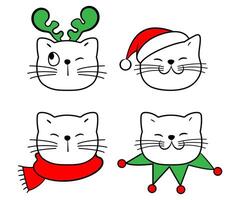 alegre Natal gatos coleção personagem desenho animado vetor ilustração mão desenhado isolado