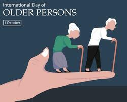 ilustração vetor gráfico do mãos carregando a idosos casal com bengalas, perfeito para internacional dia, Mais velho pessoas, comemoro, cumprimento cartão, etc.
