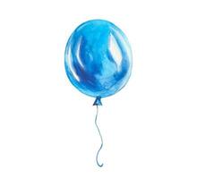 mão desenhado azul balão em uma corda. aguarela ilustração vetor