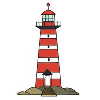 farol colori contorno. mão desenhado mar construção decoração dentro rabisco estilo. vetor ilustração.