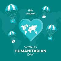 19 agosto mundo humanitário dia vetor modelos, mundo humanitário dia social meios de comunicação postar desenhos