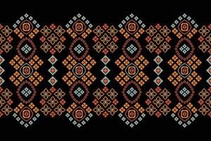 étnico geométrico tecido padronizar Cruz ponto.ikat bordado étnico oriental pixel padronizar Preto fundo. resumo,vetor,ilustração. textura,vestuário,quadro,decoração,motivos,seda papel de parede. vetor