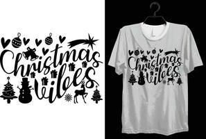 Natal vibrações. engraçado presente item alegre Natal camiseta Projeto para Natal amantes. vetor