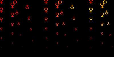 pano de fundo vector vermelho escuro com símbolos de poder da mulher.