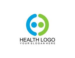 abstrato volta símbolo com feliz humano silhueta. esporte, fitness, médico ou saúde Cuidado Centro logotipo Projeto conceito. vetor