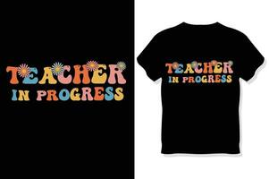 professor dentro progresso professor tipografia t camisa Projeto vetor