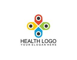 abstrato volta símbolo com feliz humano silhueta. esporte, fitness, médico ou saúde Cuidado Centro logotipo Projeto conceito. vetor