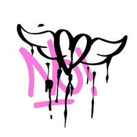 moderno grafite com a inscrição não e coração e flor. marcador, spray. vetor ilustração para impressão em tecido, logotipo.