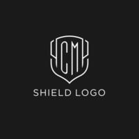 inicial cm logotipo monoline escudo ícone forma com luxo estilo vetor