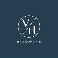 inicial carta vh logotipo monograma com círculo linha estilo vetor