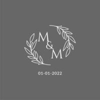 inicial carta milímetros monograma Casamento logotipo com criativo folhas decoração vetor