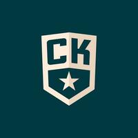 inicial ck logotipo Estrela escudo símbolo com simples Projeto vetor