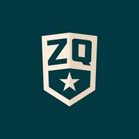 inicial zq logotipo Estrela escudo símbolo com simples Projeto vetor