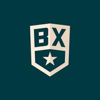 inicial bx logotipo Estrela escudo símbolo com simples Projeto vetor