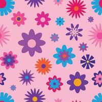 ano 2000 floral padronizar. engraçado funky retro flores fundo vetor