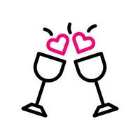 vinho amor ícone duocolor Preto Rosa estilo namorados ilustração símbolo perfeito. vetor