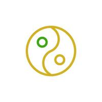 yin e yang ícone duocolor verde amarelo cor chinês Novo ano símbolo perfeito. vetor