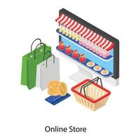 loja online e compras vetor