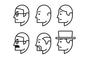 vetor ilustração do uma masculino do ícone cabeça lado visualizar, com seis diferente forma conjuntos