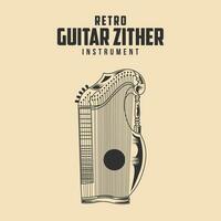 retro guitarra cítara música instrumento vetor estoque ilustração