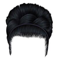 retro Penteado babette com pigtail.women Preto cabelos . moda beleza . vetor