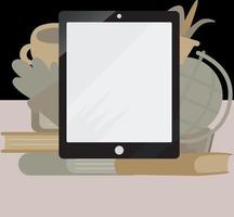 linha de design plano de banner de e-learning, educação online. ilustração vetorial moderna para web design, marketing, publicidade, materiais impressos. conceito de educação online em computador tablet vetor