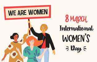 Dia Internacional da Mulher. Vector a ilustração com nacionalidades e culturas diferentes das mulheres.