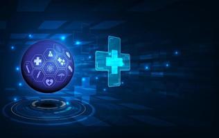 vetor abstrato esfera azul conceito de inovação médica e de saúde
