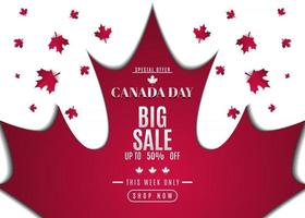 1º de julho. dia do Canadá, promoção de vendas, design de modelo de banner de publicidade vetor