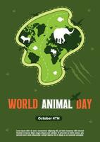 poster modelo mundo animal dia com flora e fauna vetor ilustração 1.8