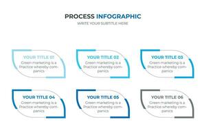 infográfico, relatório, fluxo de trabalho, negócios, e etapa marketing folha estilo apresentação formatos ter 6 opções para trabalhos com Como uma processo. vetor