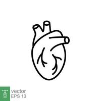 humano coração ícone. simples esboço estilo. interno órgão, real, cardiologia, cardíaco anatomia, médico conceito. fino linha símbolo. vetor ilustração isolado em branco fundo. eps 10.