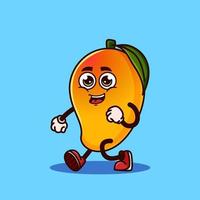 personagem de manga bonito andando com uma cara feliz. conceito de ícone de personagem de fruta isolado. vetor premium de estilo cartoon plana