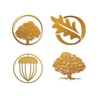 Conjunto de modelos de logotipo de conceito de luxo carvalho ouro vetor