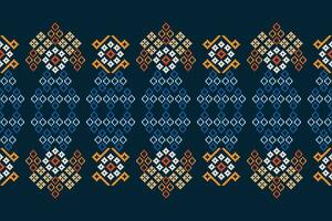 étnico geométrico tecido padronizar Cruz ponto.ikat bordado étnico oriental pixel padronizar azul fundo. resumo,vetor,ilustração. textura,vestuário,quadro,decoração,motivos,seda papel de parede. vetor