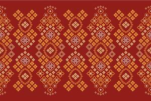 étnico geométrico tecido padronizar Cruz ponto.ikat bordado étnico oriental pixel padronizar vermelho fundo. resumo,vetor,ilustração. textura,vestuário,quadro,decoração,motivos,seda papel de parede. vetor