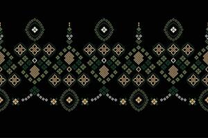 étnico geométrico tecido padronizar Cruz ponto.ikat bordado étnico oriental pixel padronizar Preto fundo. resumo,vetor,ilustração. textura,vestuário,quadro,decoração,motivos,seda papel de parede. vetor