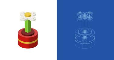 camomila conceito dentro isométrico estilo para impressão e Projeto. vetor ilustração.