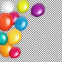 grupo de fundo de balões de hélio brilhante de cor. conjunto de balões para aniversário, aniversário, decorações de festa de celebração. ilustração vetorial vetor