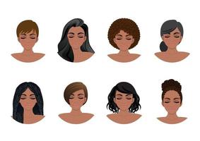 coleção de estilos de cabelo de mulheres afro-americanas. ilustração vetorial de avatares de mulheres negras vetor