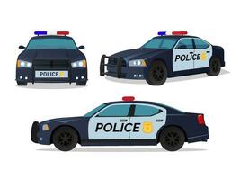 polícia carro vetor ilustração em branco fundo frente, lado, Visão