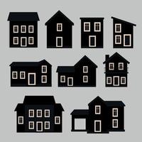 coleção de ilustração de casas em preto e branco vetor