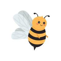 abelha bonito dos desenhos animados isolada no fundo branco. ilustração vetorial vetor