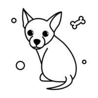 ícone de ilustração vetorial bonito dos desenhos animados de um cachorrinho chihuahua. é um estilo de contorno. vetor