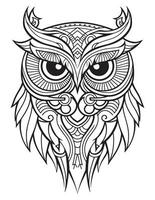 coruja pássaro coloração livro para adultos vetor, digital mandala ilustração do coruja, branco fundo, limpar \ limpo linha arte, tatuagem e impressão Projeto vetor