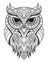coruja pássaro coloração livro para adultos vetor, digital mandala ilustração do coruja, branco fundo, limpar \ limpo linha arte, tatuagem e impressão Projeto vetor