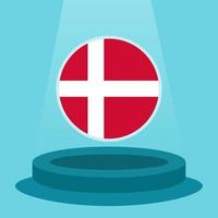 bandeira da Dinamarca no pódio. estilo de design plano minimalista simples. pronto para usar para o evento de futebol etc.