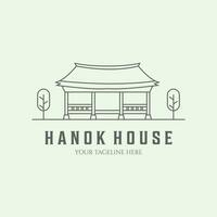 hanok casa tradicional linha arte minimalista logotipo Projeto ilustração vetor