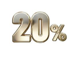 20 por cento fora vetor texto efeito 3d Renderização ouro