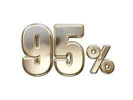 95 por cento fora vetor texto efeito 3d Renderização ouro